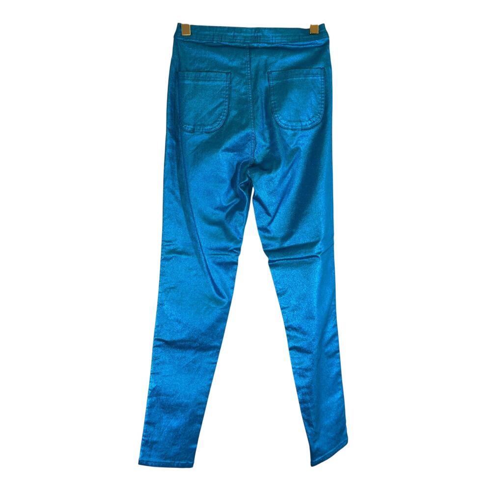 $100 JC JQ Metallic Blue Disco Jeans Medium NWT - Picture 2 of 9